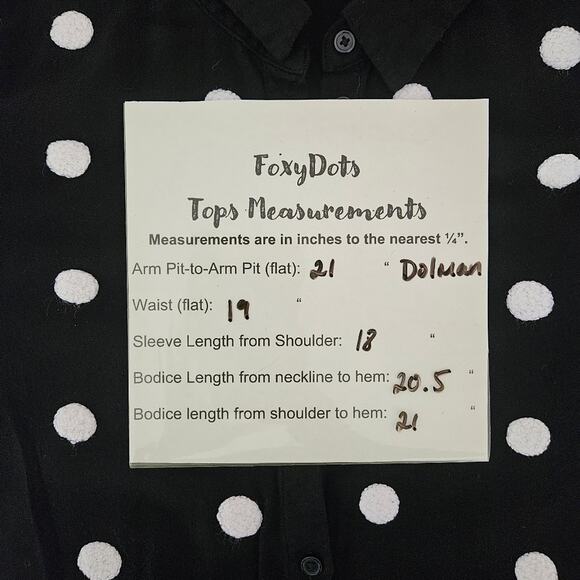 Zara Black Button Up Embroidered Pom Pom Polka Dot Collared Dolman Sleeve Top XS - Picture 12 of 14